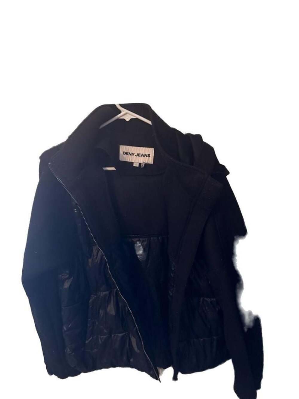 DKNY Jeans Mixed Media Hooded Jacket with Quilted Puffer Bottom